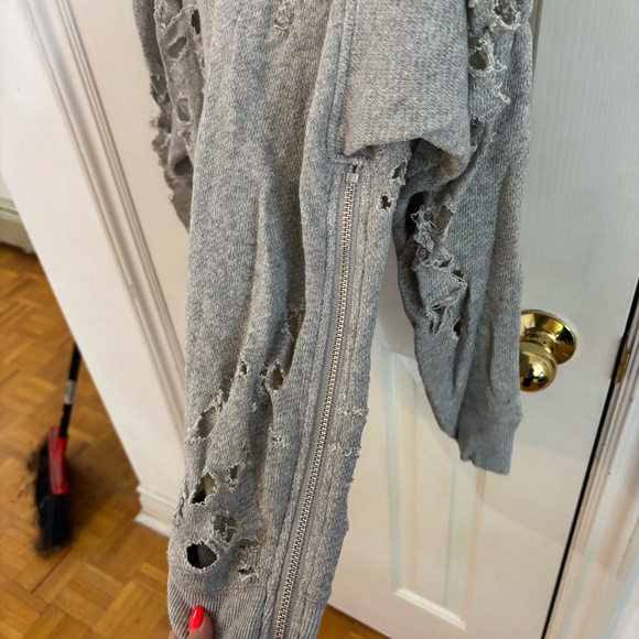 R13 grey sweatshirt distressed with zipper details - Picture 3 of 7